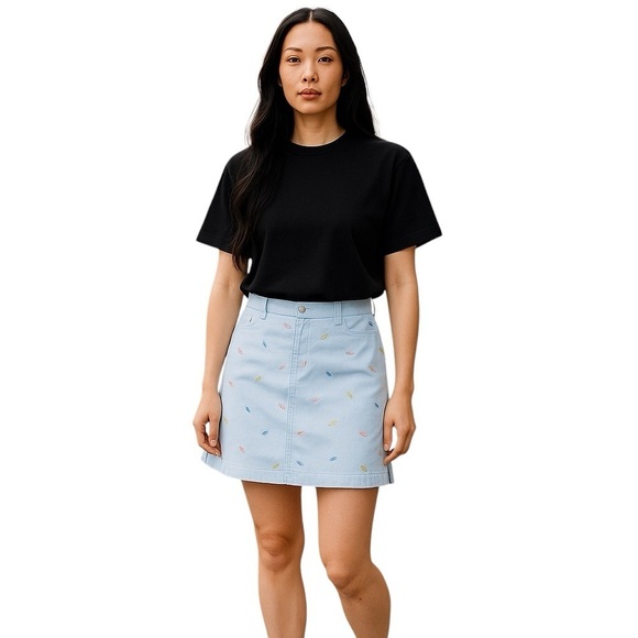 G-FLEX Mini Skort/Skirt Women’s Size Medium Embroidered Flip Flop Pattern Blue - Picture 2 of 8